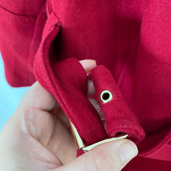 Michael Kors Womens Wool Blend Pea Coat Jacket Size 2X Red Belted Sophisticated - Picture 6 of 14